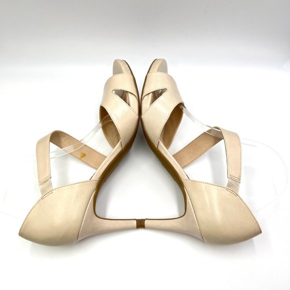 Lifestride Size 11 Mega Almond Cream Faux Vegan Leather Open Toe Heels Shoes - Picture 8 of 15